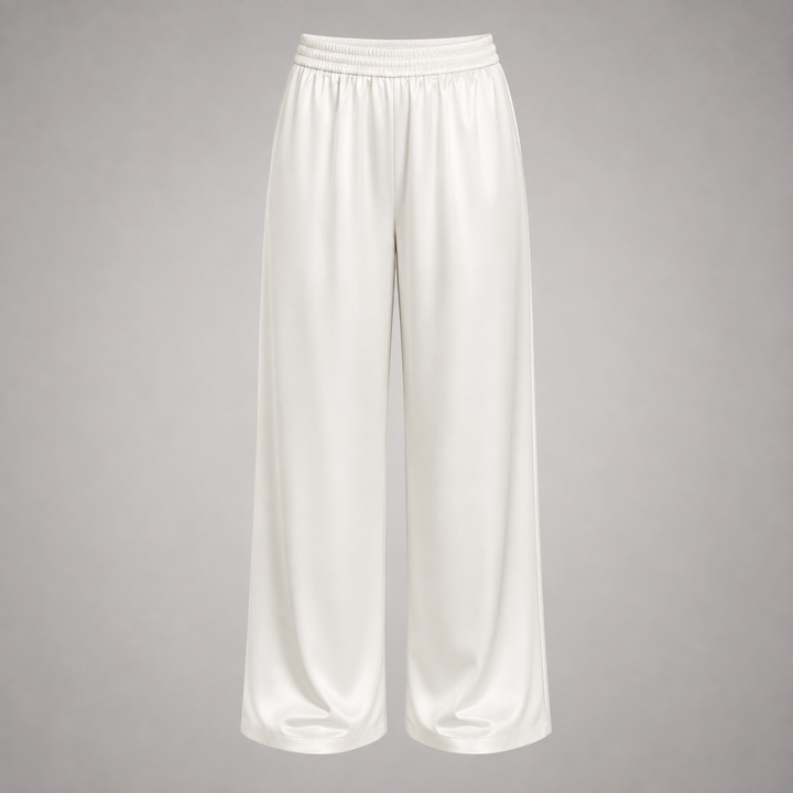 Satelisse | Women's Elegant High-Waisted Satin Wide-Leg Trousers 3