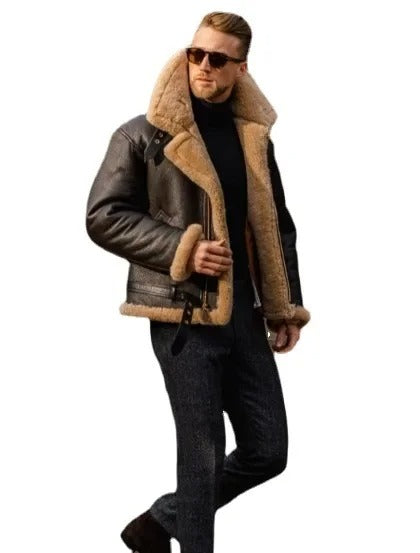 Aeromont | Men's Genuine Shearling B3 Aviator Flight Jacket 6