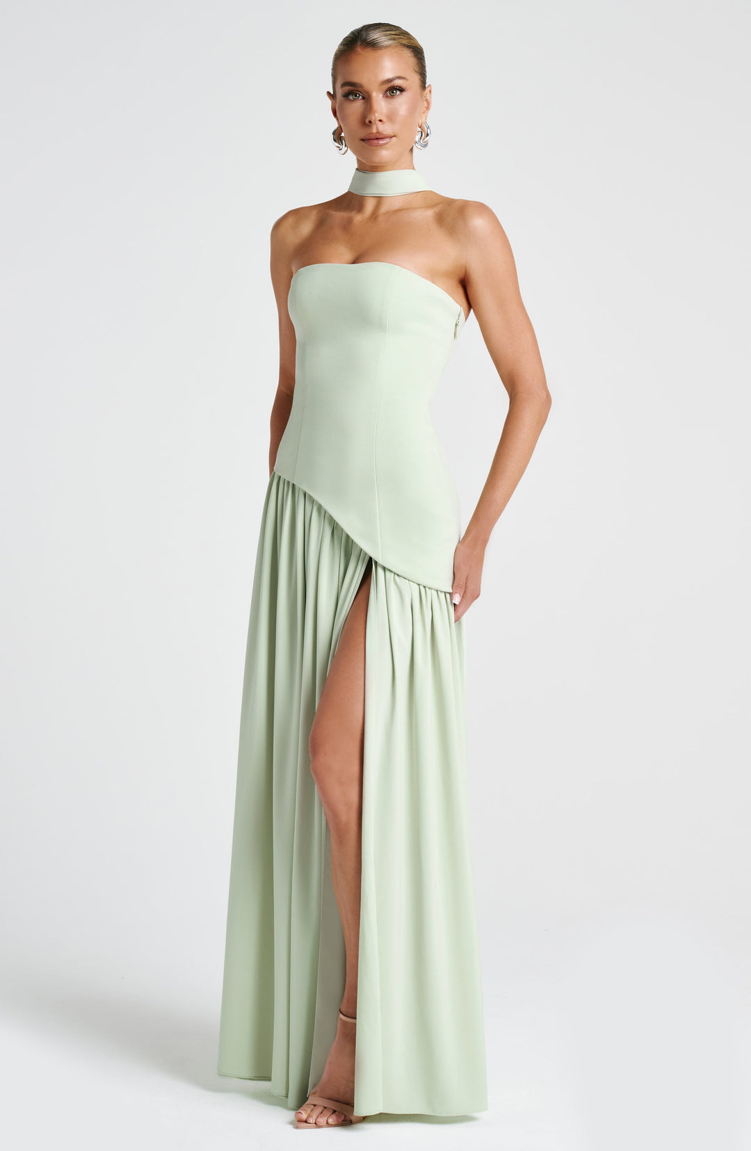 Velmora | Women's Wine Red Stretch Velour Maxi Dress – Plunging Neckline & High Slit Evening Gown 4