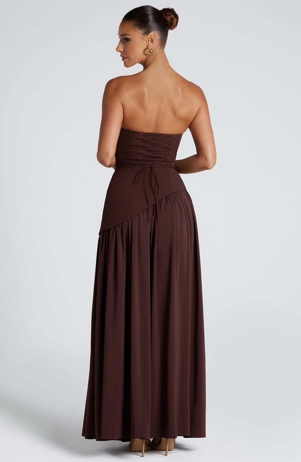 Velmora | Women's Wine Red Stretch Velour Maxi Dress – Plunging Neckline & High Slit Evening Gown 12