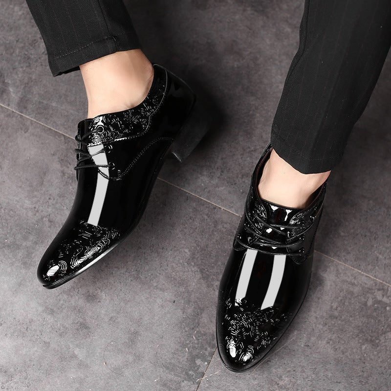 Vantrell | Men's Patent Embossed Derby Shoes – Elegant Black Lace-Up Formal Dress Shoes 2