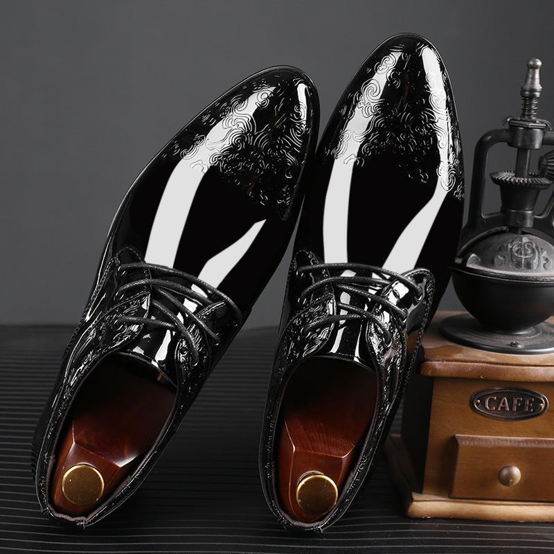 Vantrell | Men's Patent Embossed Derby Shoes – Elegant Black Lace-Up Formal Dress Shoes 3