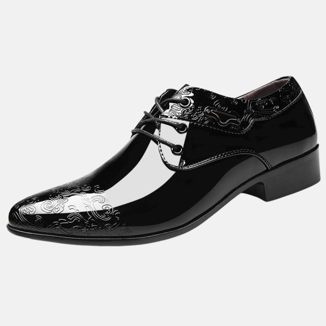 Vantrell | Men's Patent Embossed Derby Shoes – Elegant Black Lace-Up Formal Dress Shoes 5