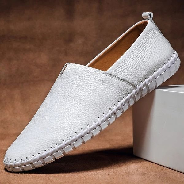 Stitchemont | Men's Pebbled Leather-Look Loafers – Casual Slip-On Shoes with Contrast Stitching 3