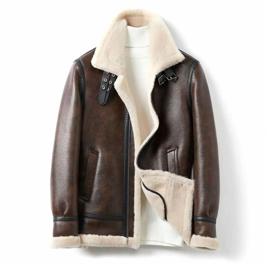 Avenmont | Men's Faux Shearling-Lined Aviator Jacket – Leather-Look Winter Coat 1