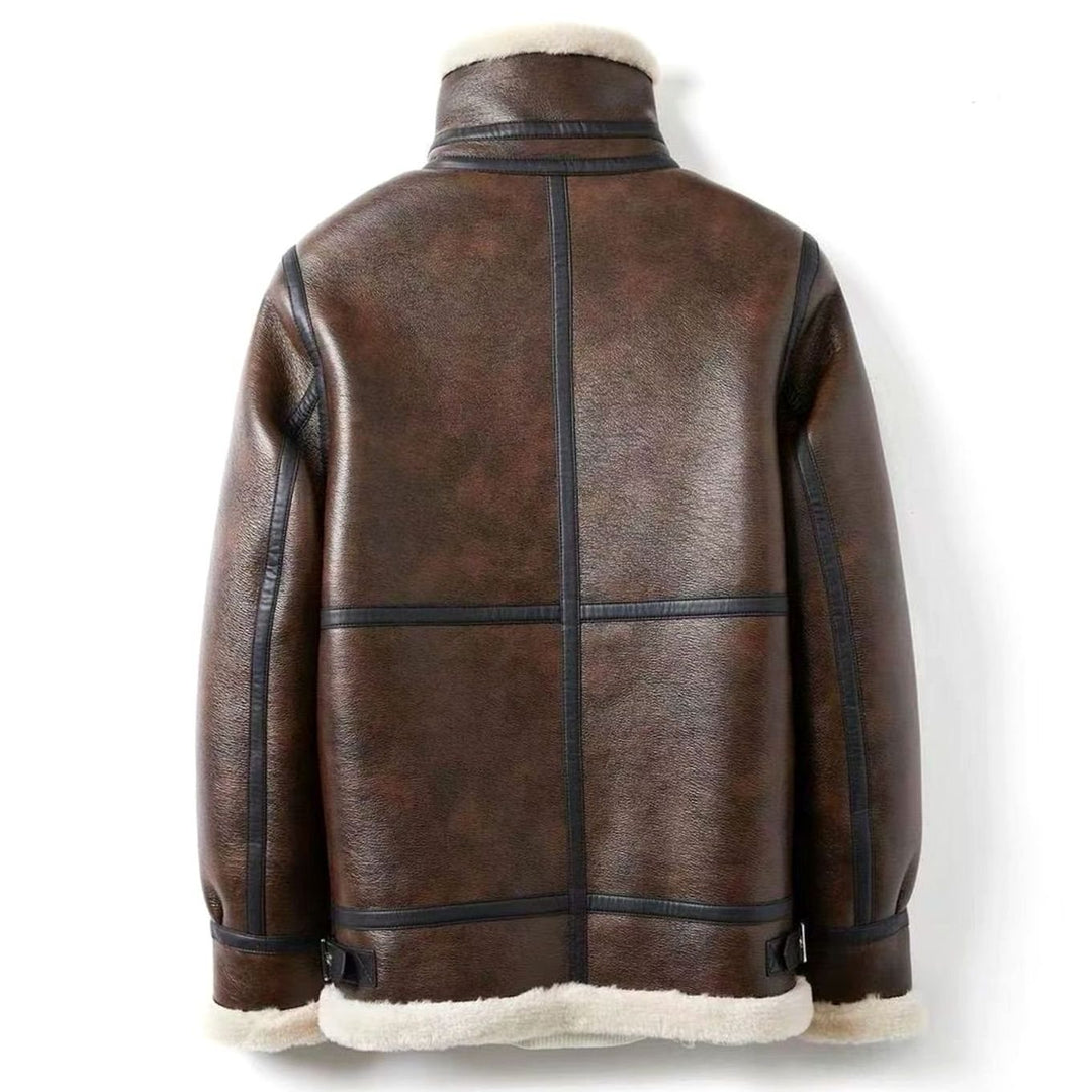 Avenmont | Men's Faux Shearling-Lined Aviator Jacket – Leather-Look Winter Coat 2