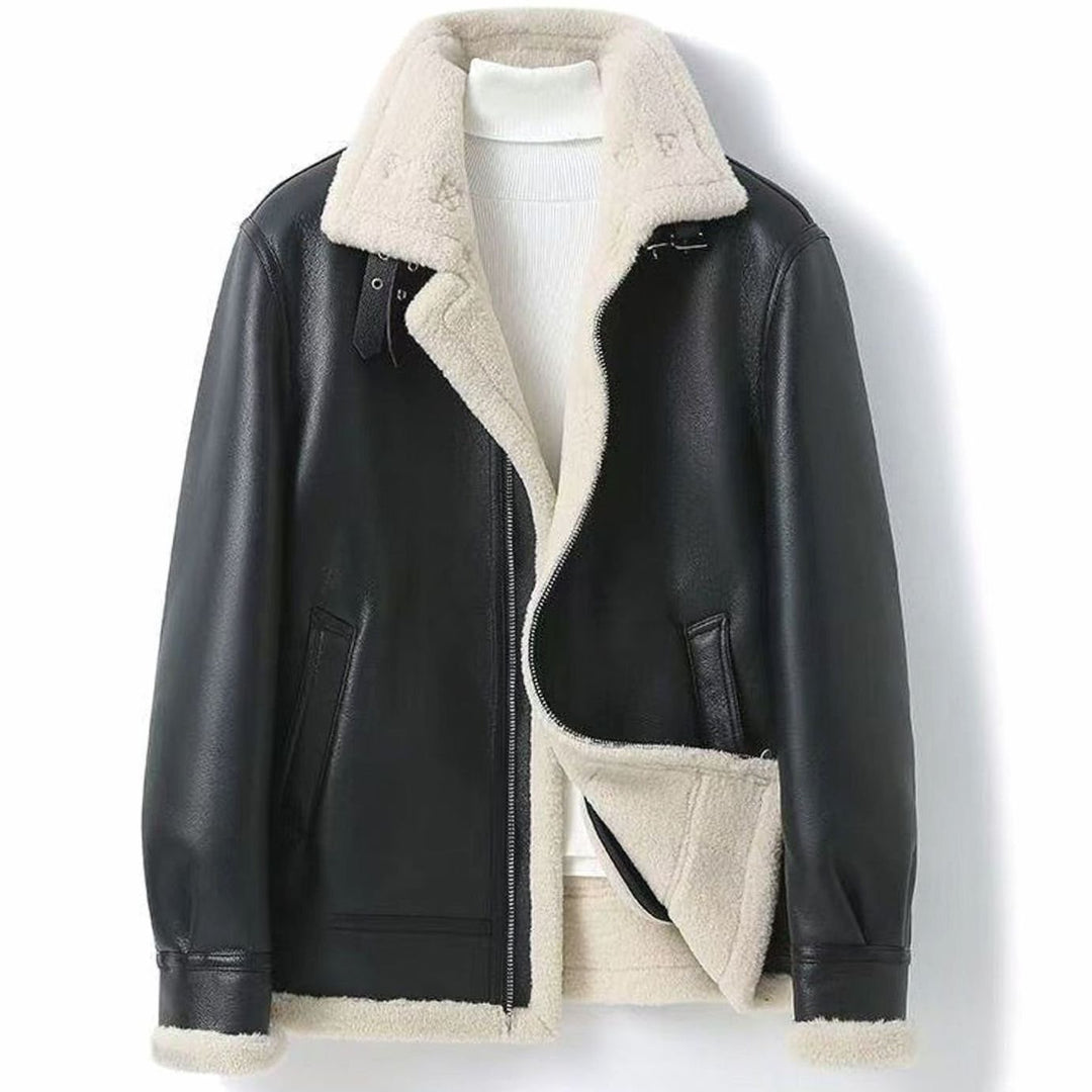 Avenmont | Men's Faux Shearling-Lined Aviator Jacket – Leather-Look Winter Coat 3