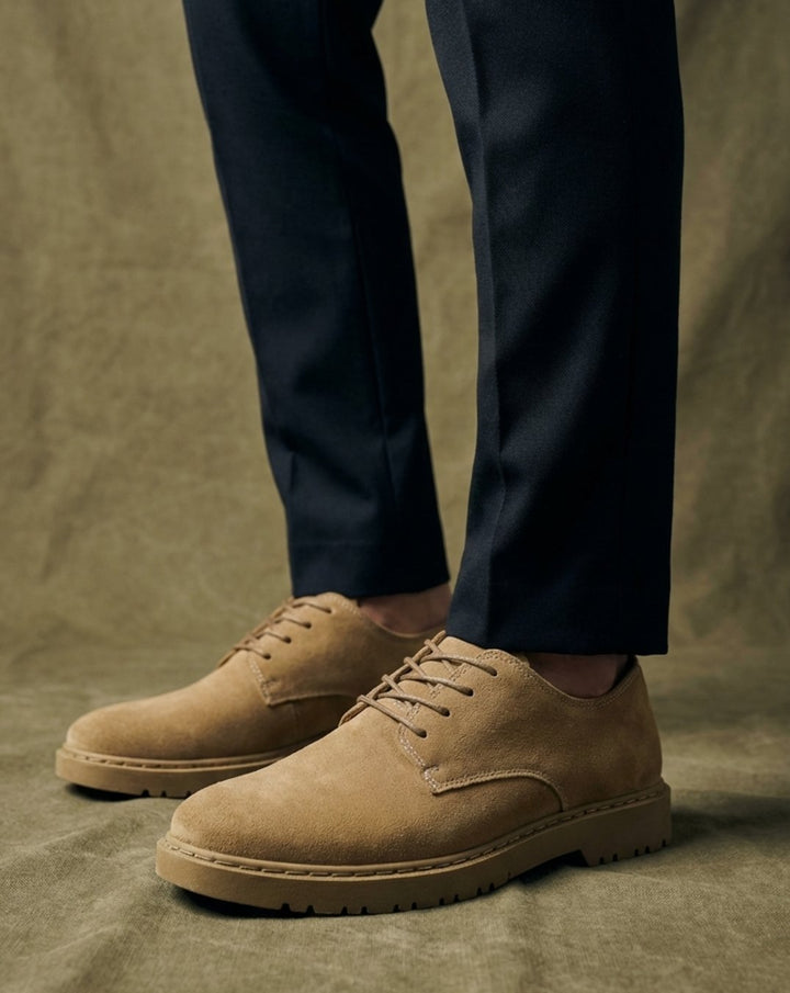 Tanverick | Men's Suede Derby Shoes – Chunky Lug-Sole Lace-Up Casual Shoes 5