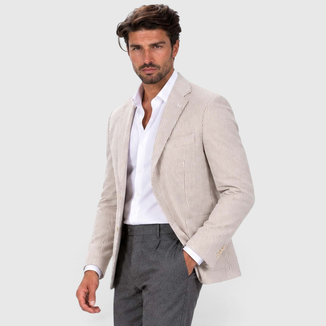 Asterford | Men's Tailored Striped Seersucker-Style Blazer