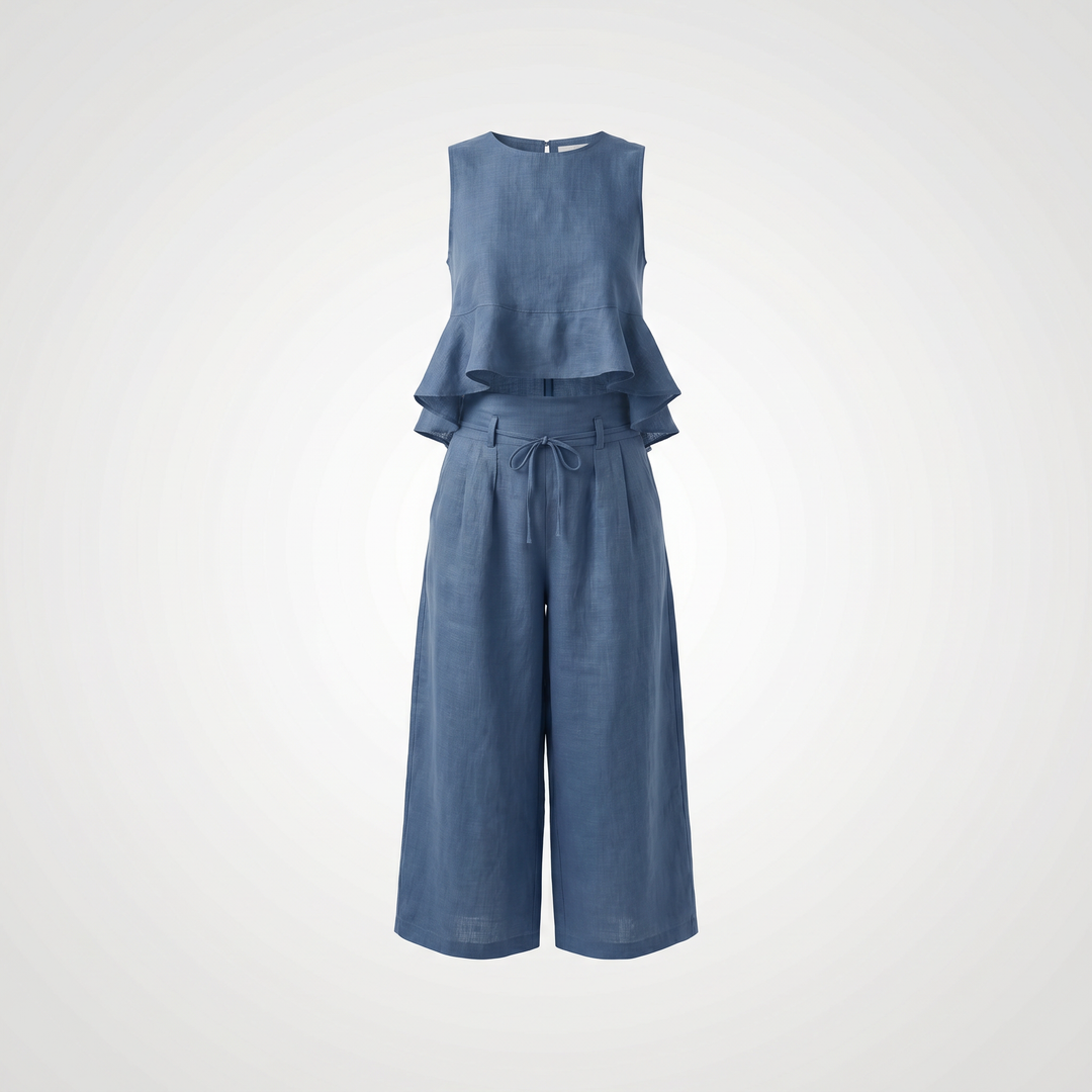 Linavelle | Women's Linen Two-Piece Set – Sleeveless Top & Relaxed Trousers 5