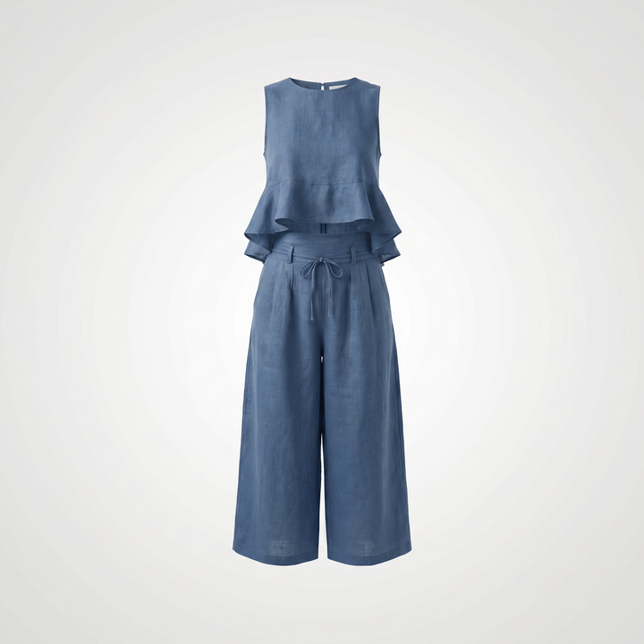 Linavelle | Women's Linen Two-Piece Set – Sleeveless Top & Relaxed Trousers 5