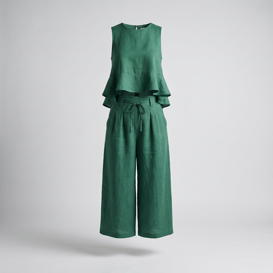 Linavelle | Women's Linen Two-Piece Set – Sleeveless Top & Relaxed Trousers 3