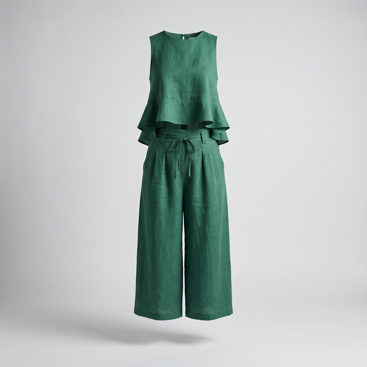 Linavelle | Women's Linen Two-Piece Set – Sleeveless Top & Relaxed Trousers 3
