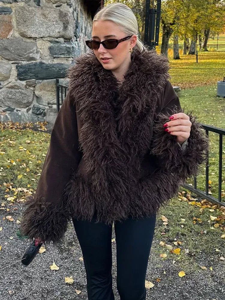 Vesperelle | Women's Elegant Plush Faux Fur Open-Front Coat 6