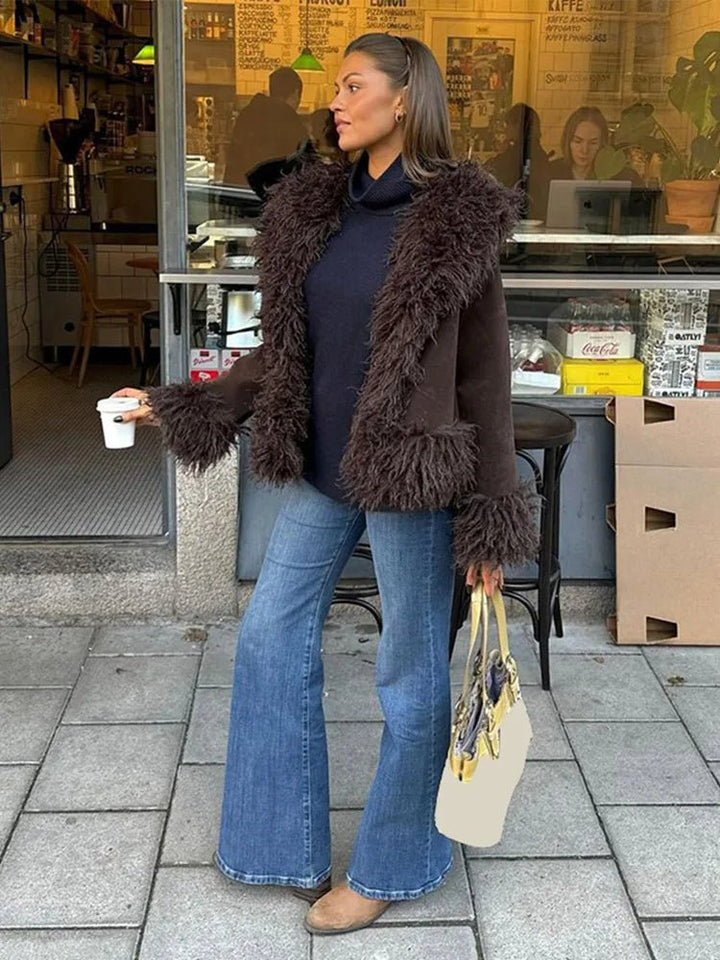 Vesperelle | Women's Elegant Plush Faux Fur Open-Front Coat 8