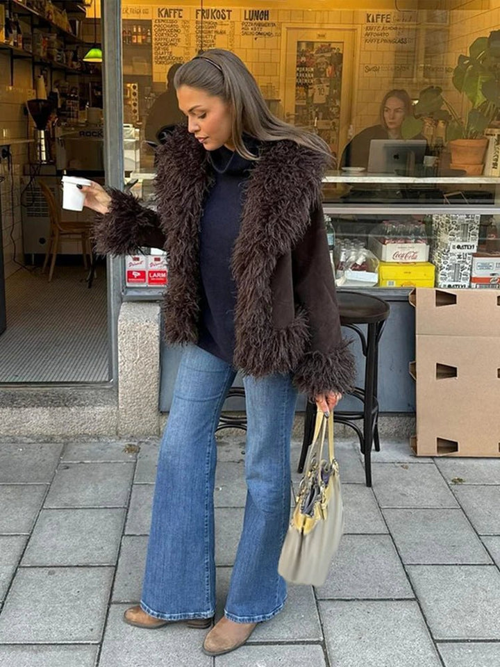 Vesperelle | Women's Elegant Plush Faux Fur Open-Front Coat 2