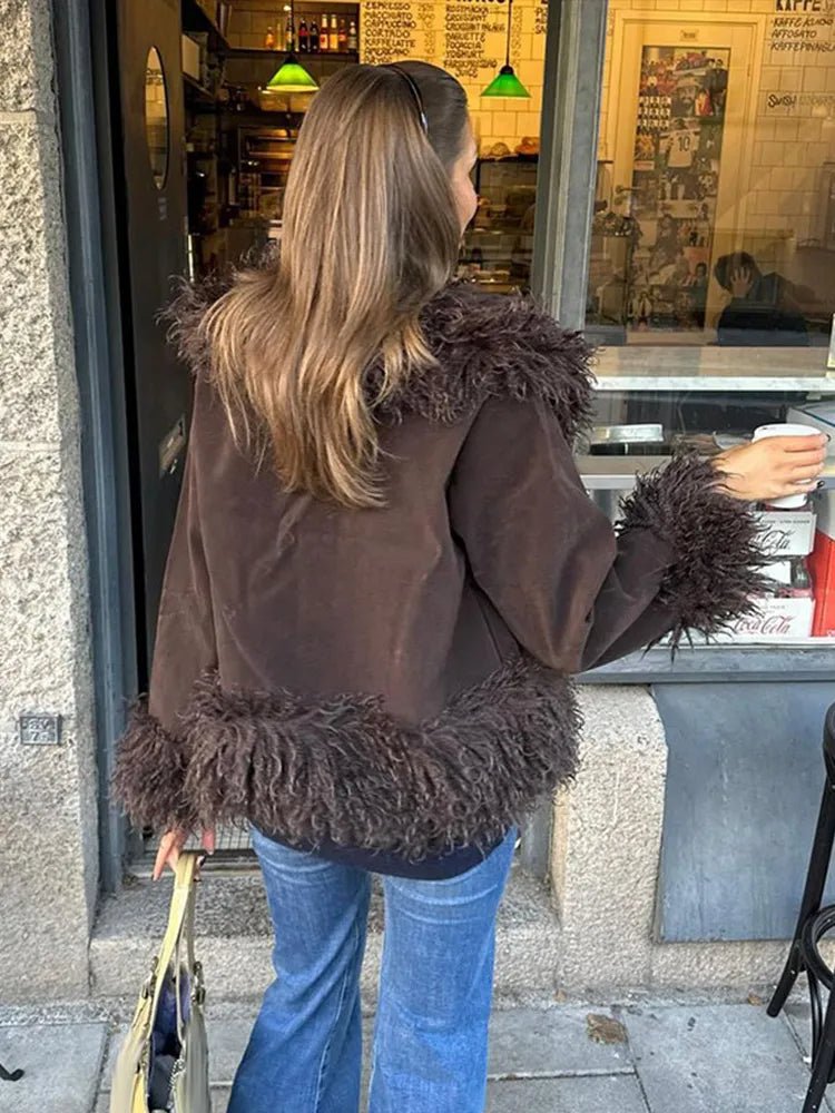 Vesperelle | Women's Elegant Plush Faux Fur Open-Front Coat 7
