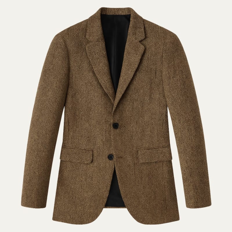Valtoren | Men’s Tailored Herringbone Wool Blend Blazer
