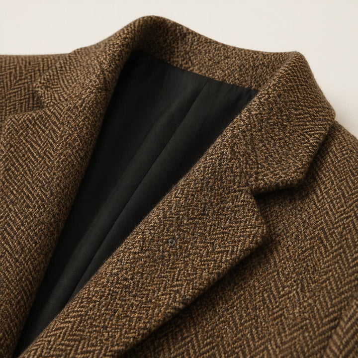 Valtoren | Men’s Tailored Herringbone Wool Blend Blazer