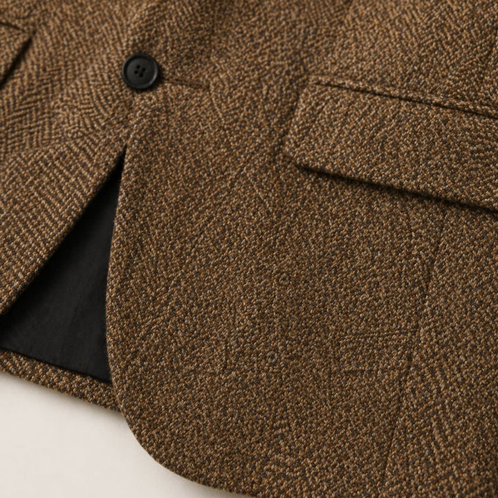Valtoren | Men’s Tailored Herringbone Wool Blend Blazer