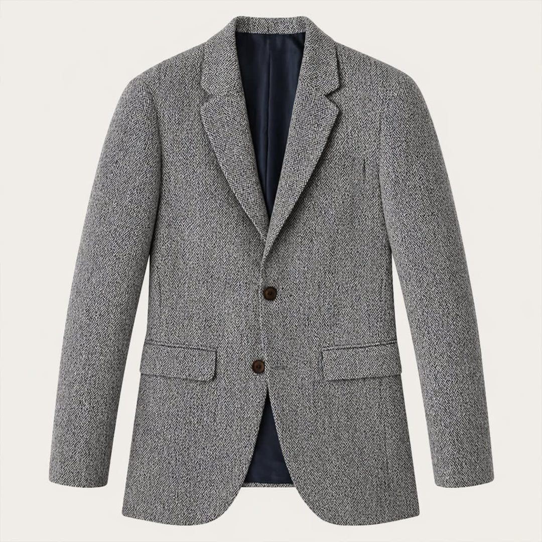 Valtoren | Men’s Tailored Herringbone Wool Blend Blazer