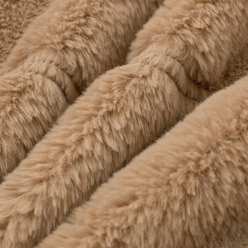 Elvoria | Women's Cropped Faux Fur Zip-Up Jacket