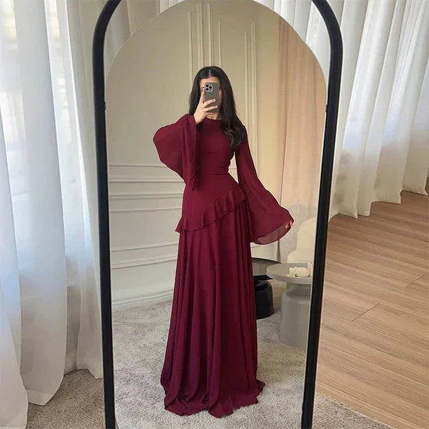 Aurelorae | Women's Elegant Tiered Bell Sleeve Maxi Dress 2