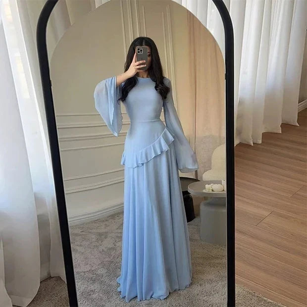 Aurelorae | Women's Elegant Tiered Bell Sleeve Maxi Dress 3