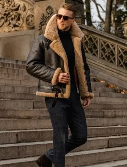 Aeromont | Men's Genuine Shearling B3 Aviator Flight Jacket 8