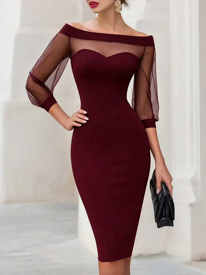 Calivienne | Women’s Off-Shoulder Illusion Midi Dress