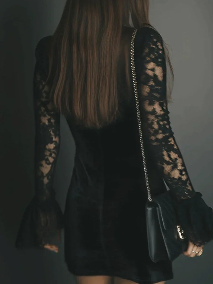 Noirelisse | Women’s Velvet Lace Mini Dress