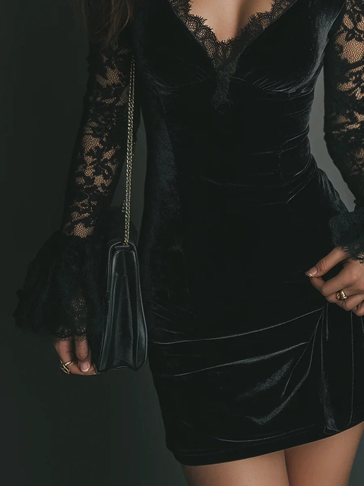Noirelisse | Women’s Velvet Lace Mini Dress