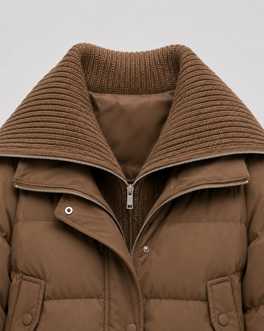 Norielle | Women’s Cropped Quilted Puffer Jacket with Knitted Collar