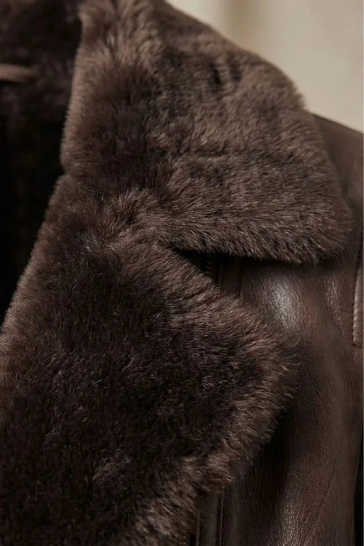 Alverine | Women’s Shearling-Collar Leather Jacket