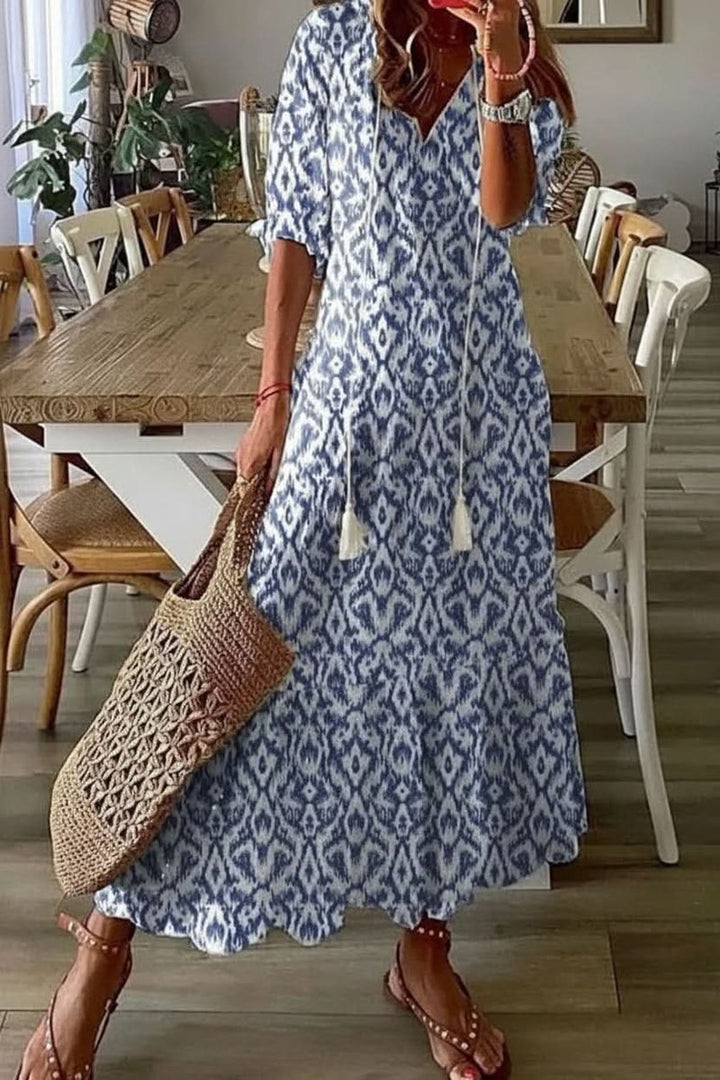 Floravessa | Women's Bohemian Floral V-Neck Maxi Dress – Elegant Long Autumn Occasion Dress 8