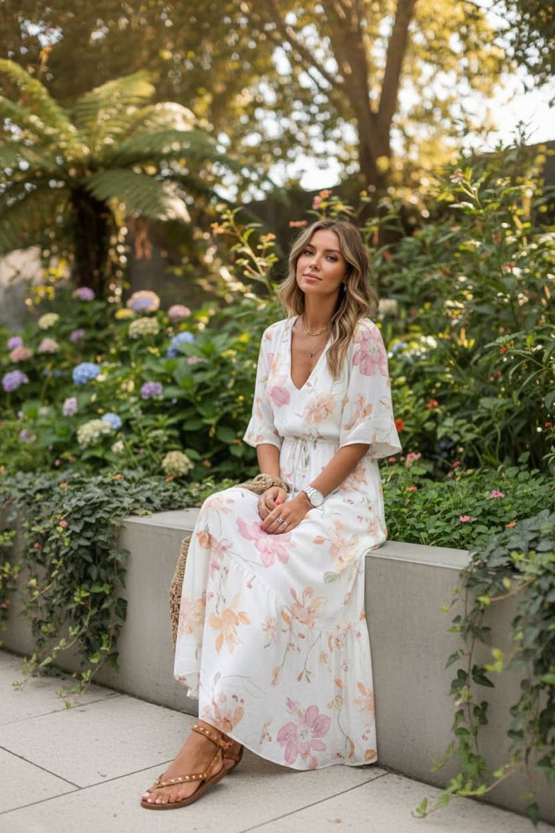 Floravessa | Women's Bohemian Floral V-Neck Maxi Dress – Elegant Long Autumn Occasion Dress 9