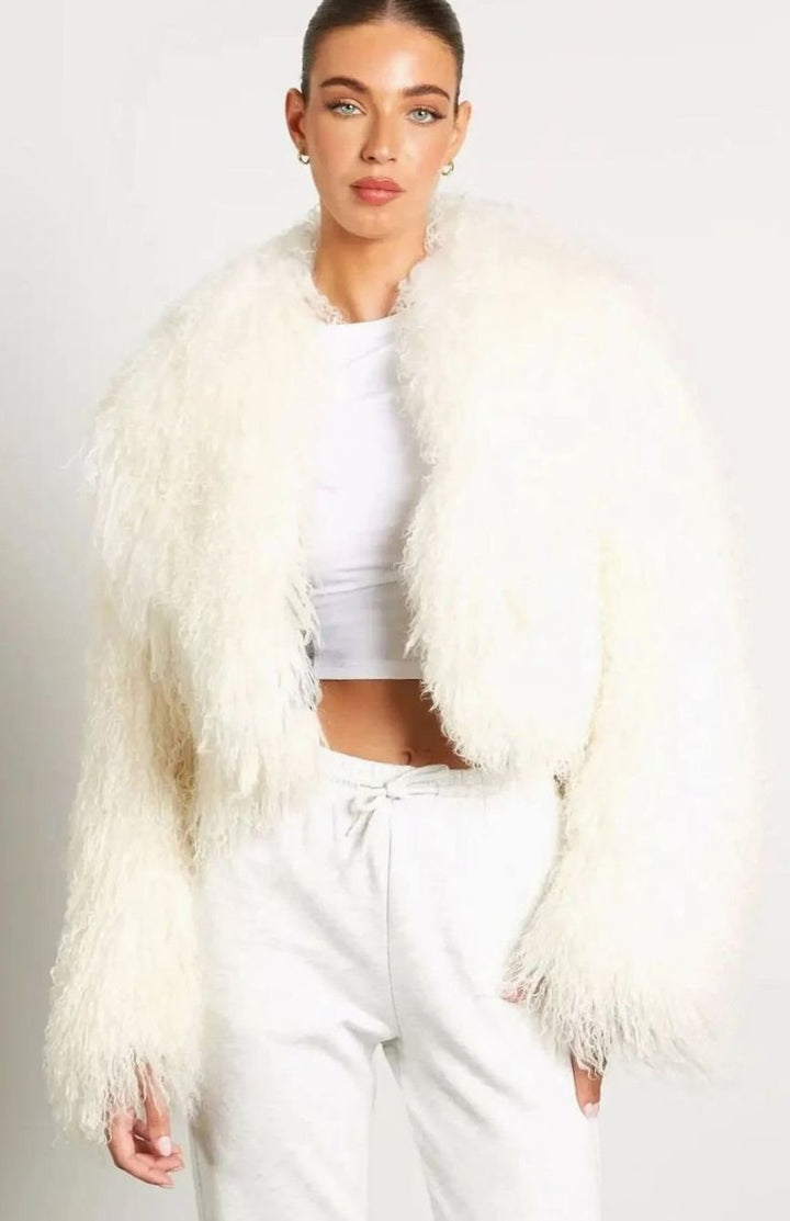 Teddelisse | Women's Cropped Teddy Faux Fur Jacket – Plush Long-Sleeve Winter Outerwear 10