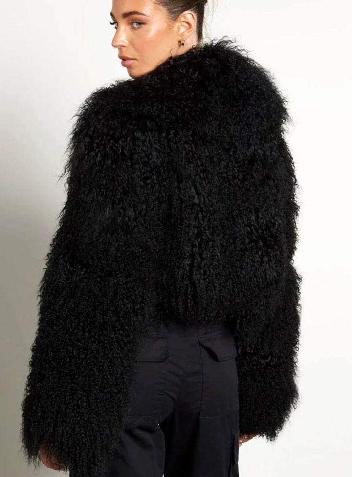 Teddelisse | Women's Cropped Teddy Faux Fur Jacket – Plush Long-Sleeve Winter Outerwear 3