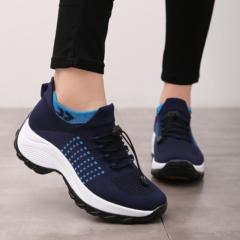 Aeromira | Women's Memory Foam Platform Trainers – Breathable Knit Lace-Up Walking Shoes 11