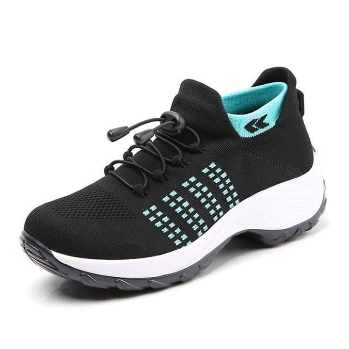 Aeromira | Women's Memory Foam Platform Trainers – Breathable Knit Lace-Up Walking Shoes 5
