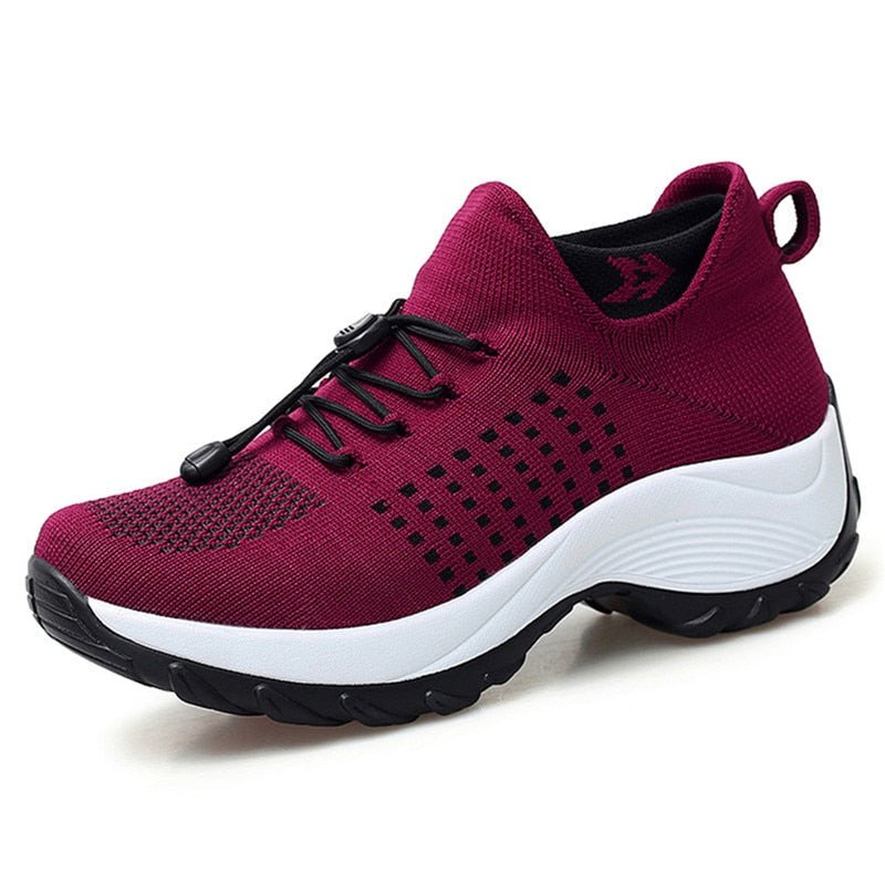 Aeromira | Women's Memory Foam Platform Trainers – Breathable Knit Lace-Up Walking Shoes 6