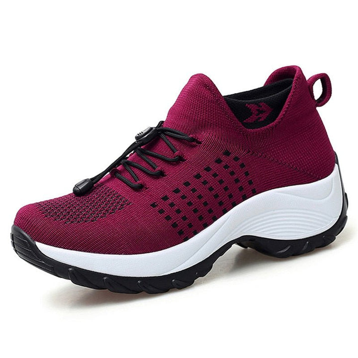 Aeromira | Women's Memory Foam Platform Trainers – Breathable Knit Lace-Up Walking Shoes 6