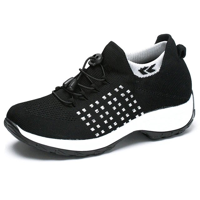 Aeromira | Women's Memory Foam Platform Trainers – Breathable Knit Lace-Up Walking Shoes 7