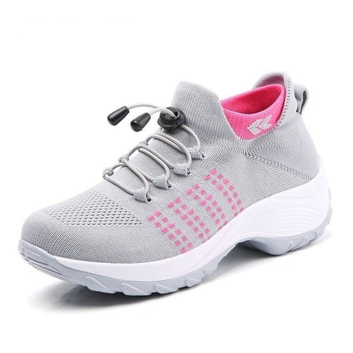 Aeromira | Women's Memory Foam Platform Trainers – Breathable Knit Lace-Up Walking Shoes 8