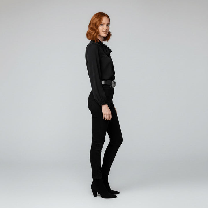 Bowmira | Women's Elegant Bow-Tie Neck Blouse – Relaxed-Fit Long-Sleeve Office Top 12