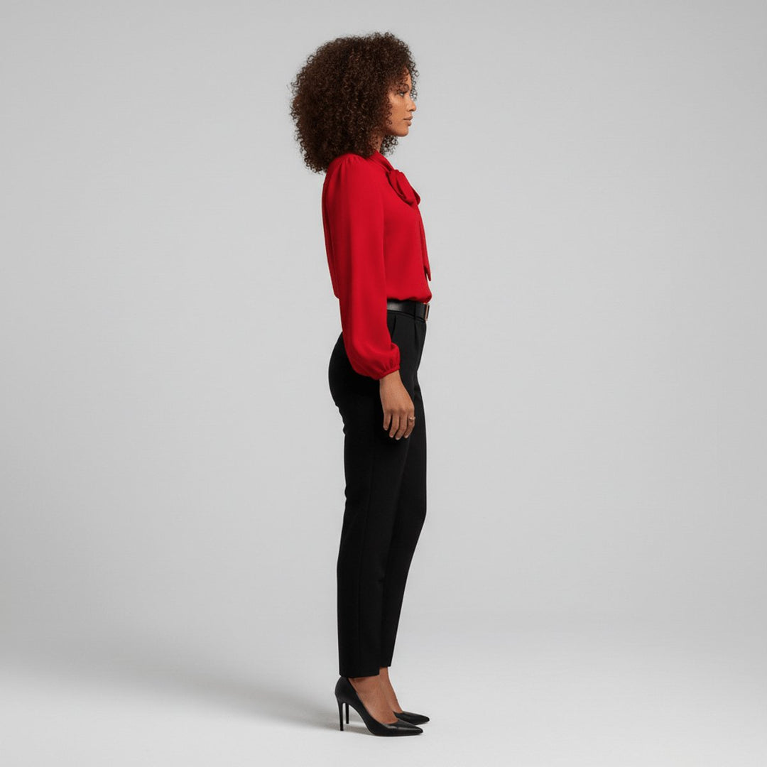 Bowmira | Women's Elegant Bow-Tie Neck Blouse – Relaxed-Fit Long-Sleeve Office Top 3