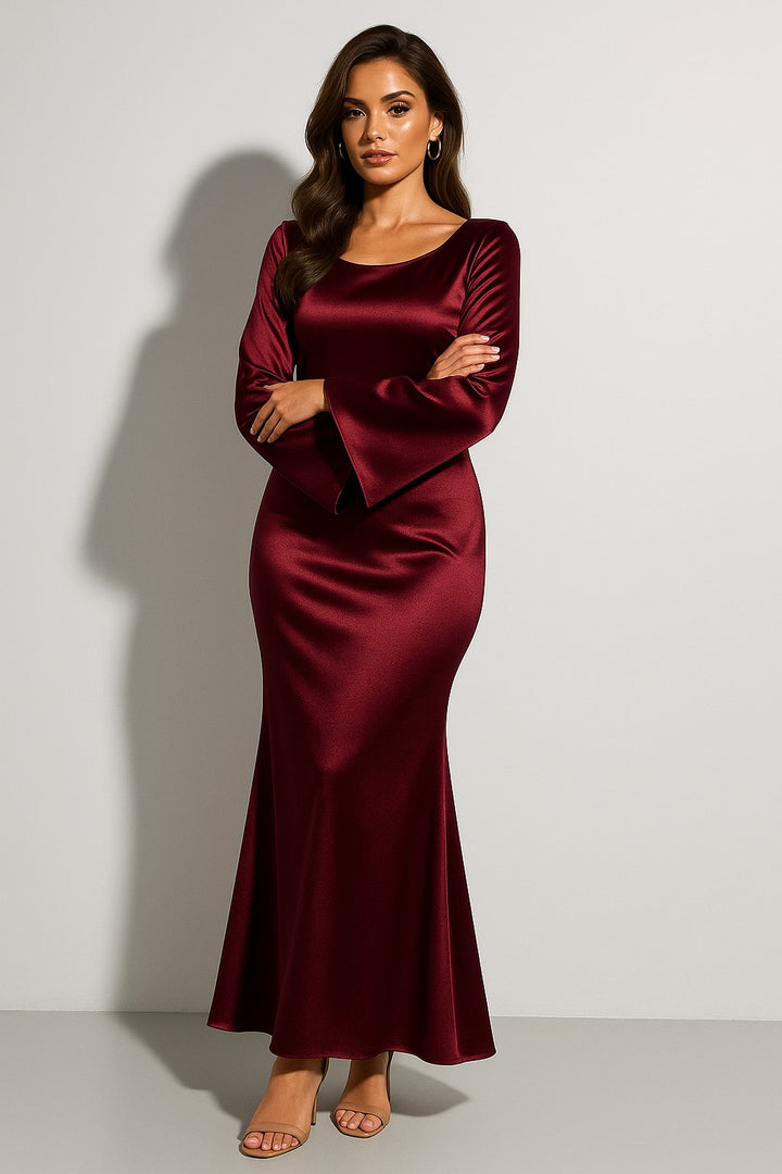 Seravellea | Women’s Elegant Satin Fishtail Maxi Dress