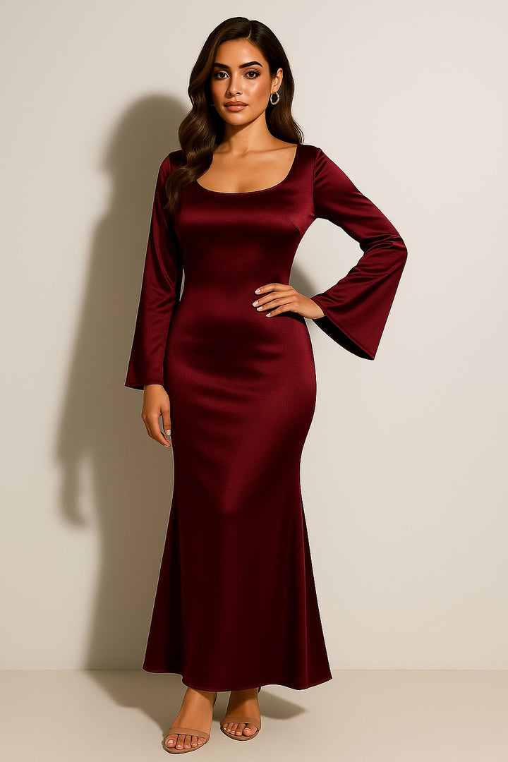 Seravellea | Women’s Elegant Satin Fishtail Maxi Dress
