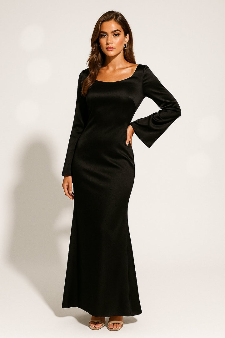 Seravellea | Women’s Elegant Satin Fishtail Maxi Dress