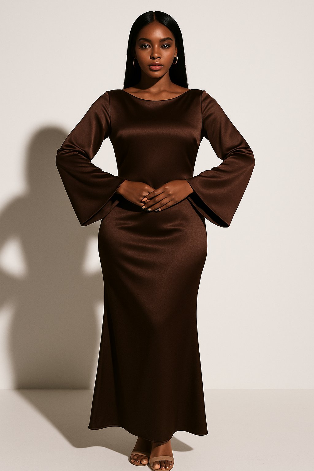 Seravellea | Women’s Elegant Satin Fishtail Maxi Dress